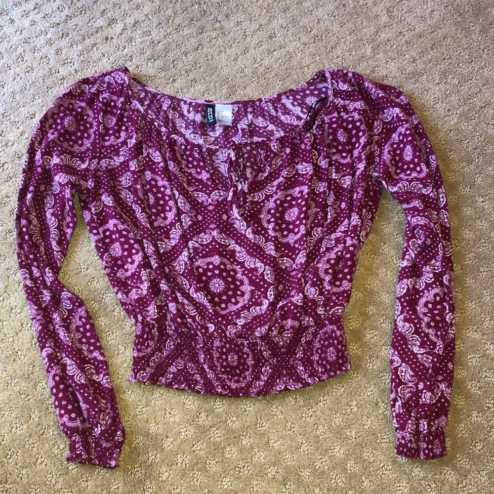 Maroon patterned blouse